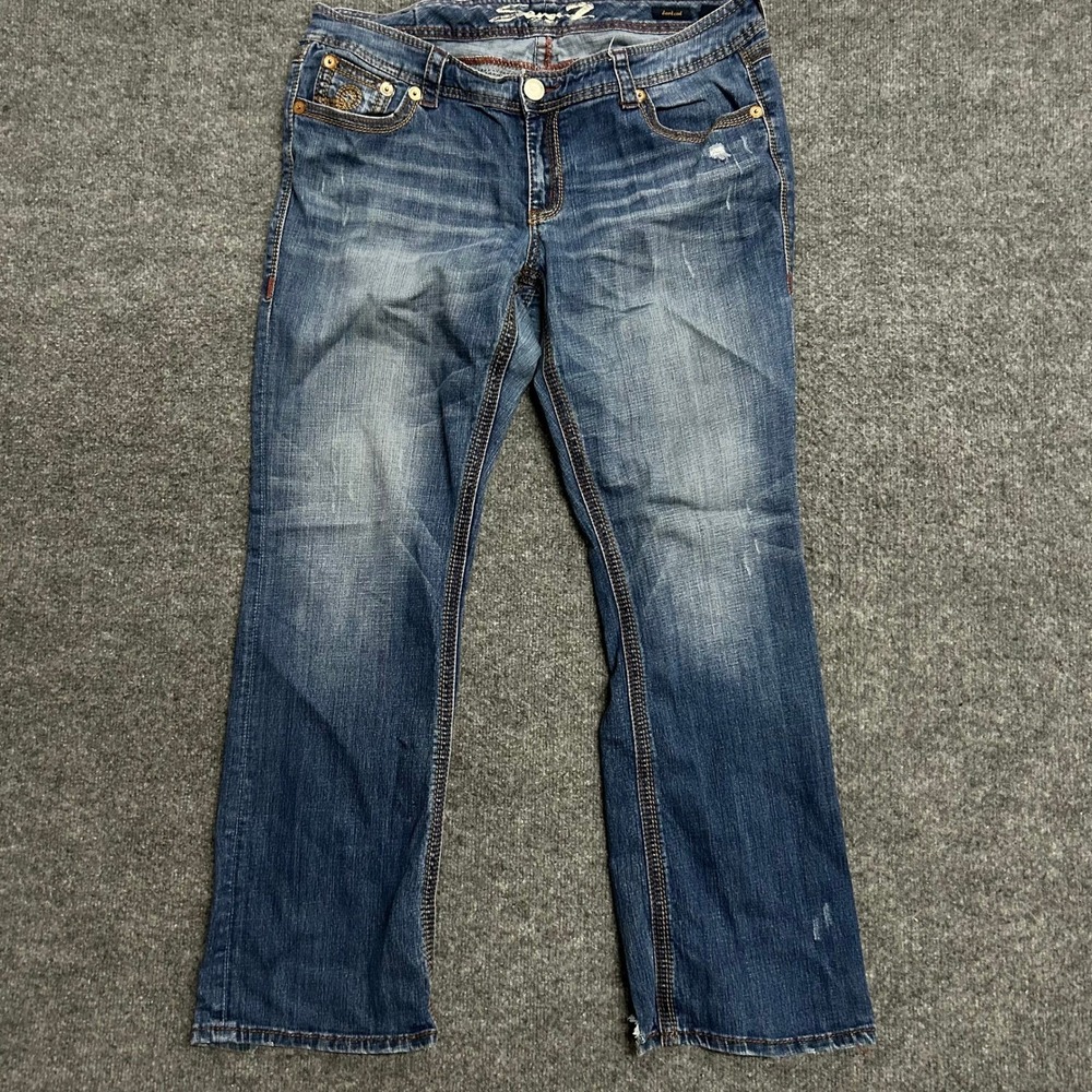 Seven7 Jeans Womens Size 18 Blue Luxe Stretch Medium Wash Straight Leg Pockets